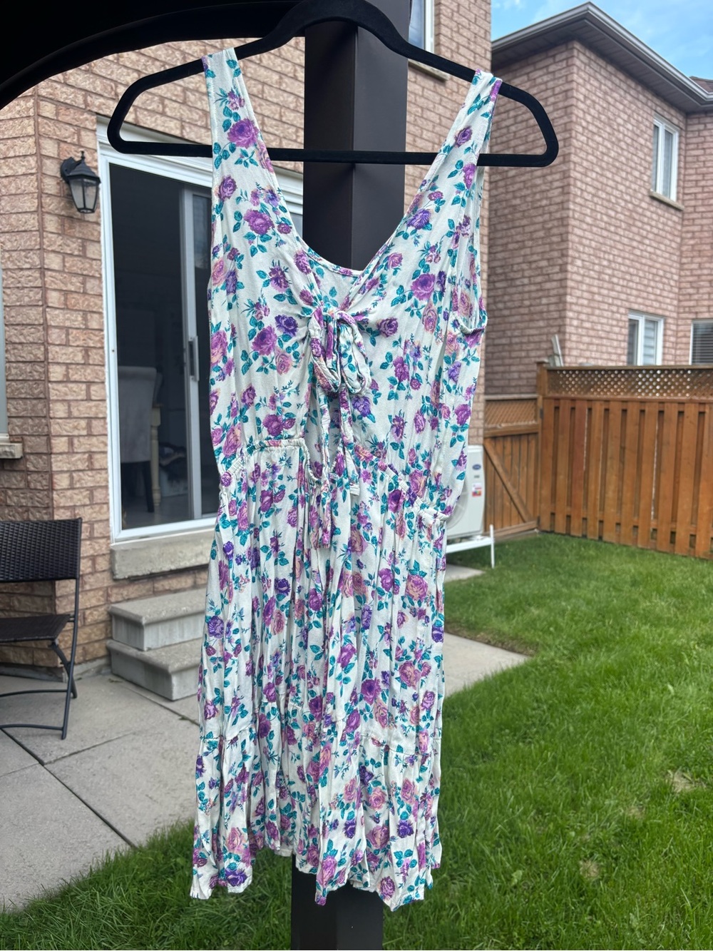 Forever 21 White Dress with Purple Floral Print